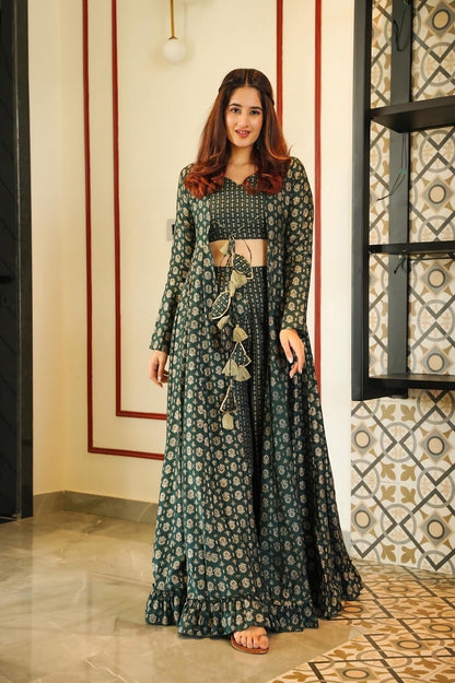 Green Wedding Style Indo Western For Women