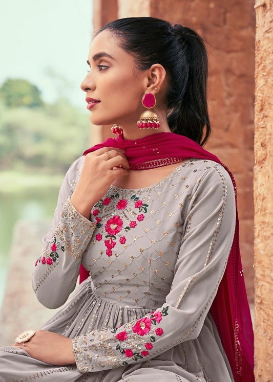 Georgette Party Wear Salwar Kameez with Thread and Embroidered Squence work