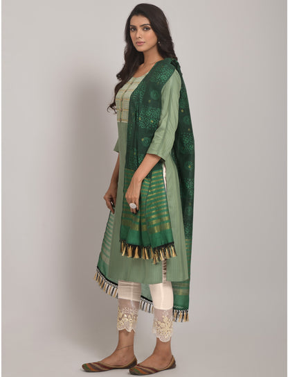 Pista Party Wear Embroidery Worked Kurta With Pant And Duppata Set