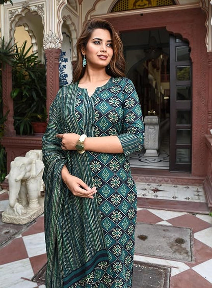 Women Block Printed Kurta Set with Dupatta