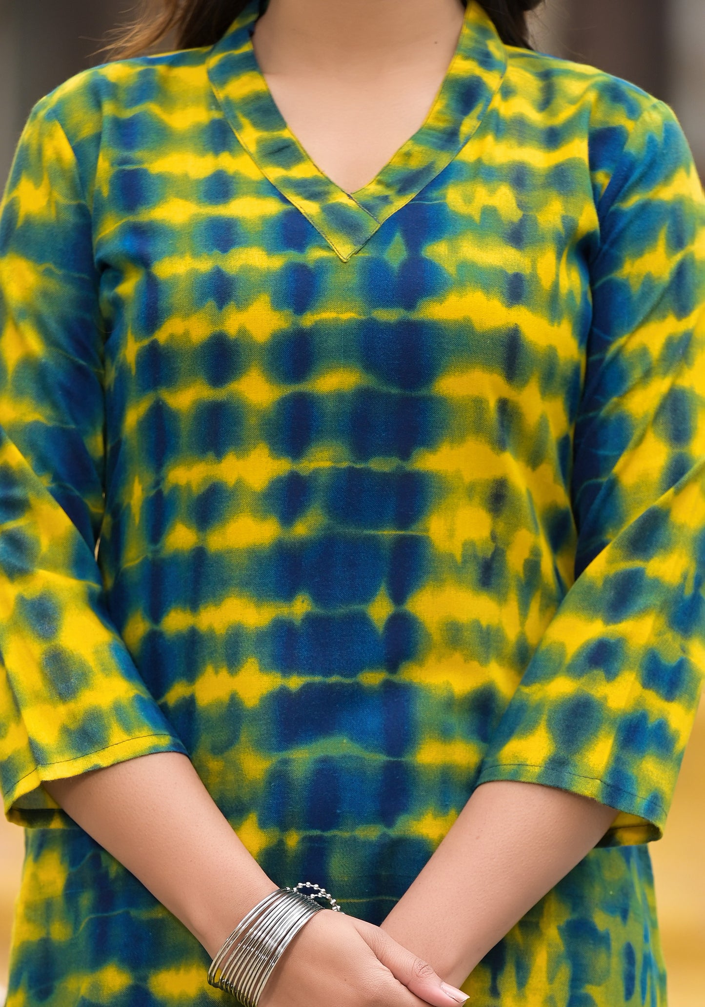 Simple and Beautiful Tie Die Printed Kurta Set with Bottom and Dupatta