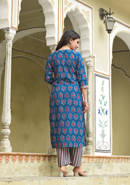 Aqua Blue color Simple and Beautiful Kurta set With Bottom and Dupatta