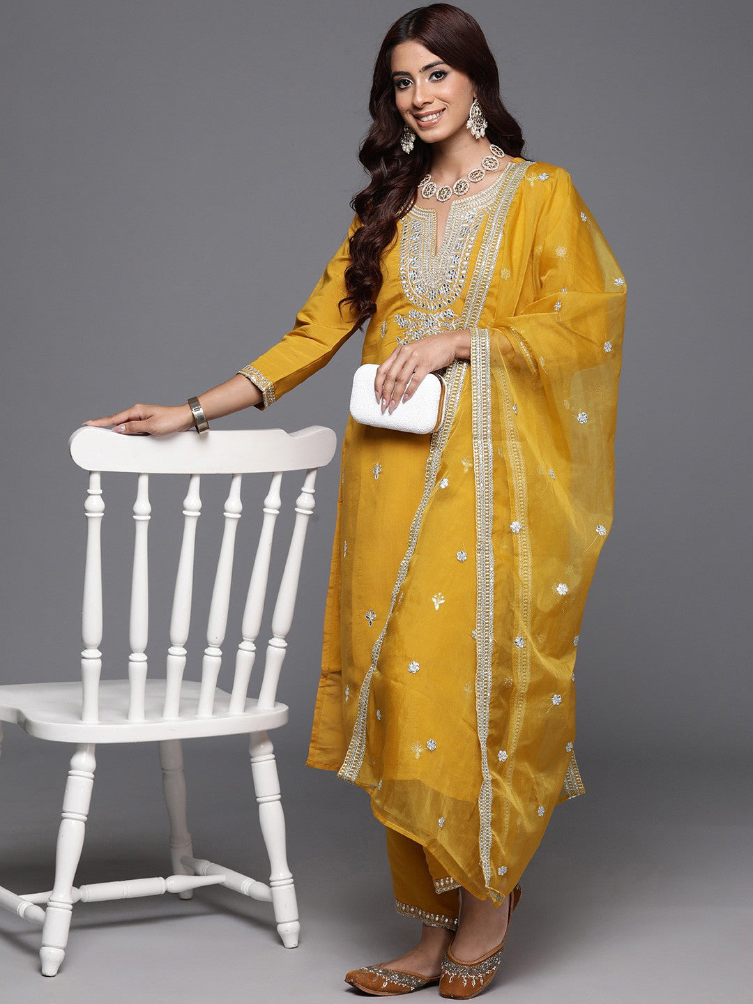 Designer Embroidery Kurta With Pant And Beautiful Dupatta