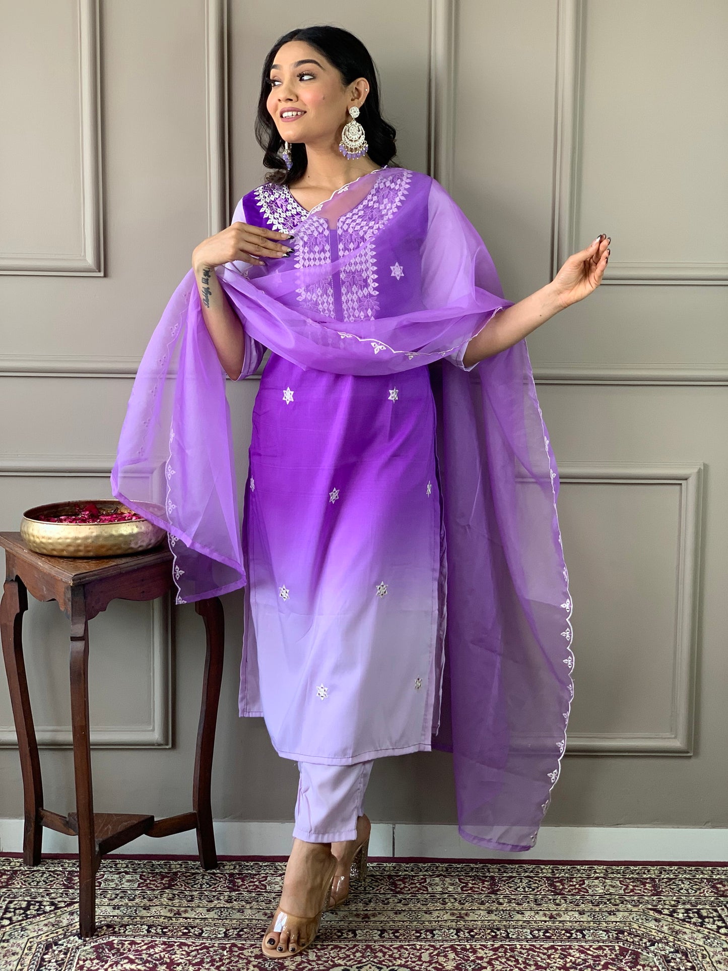 Beautiful  Designer Kurta  With Pant And Dupatta