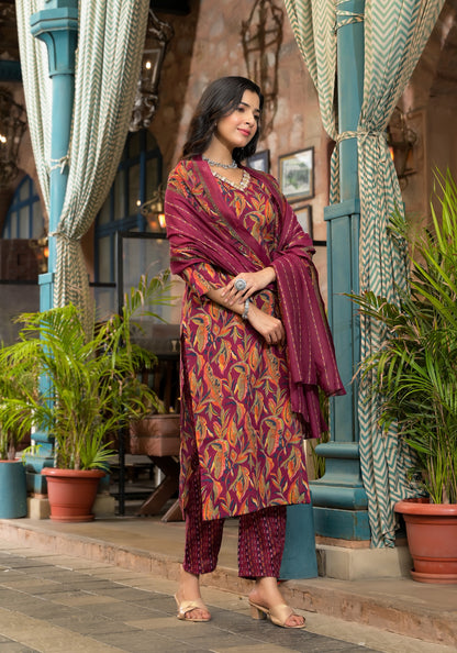 Women Floral Printed Kurta  With Pant and dupatta