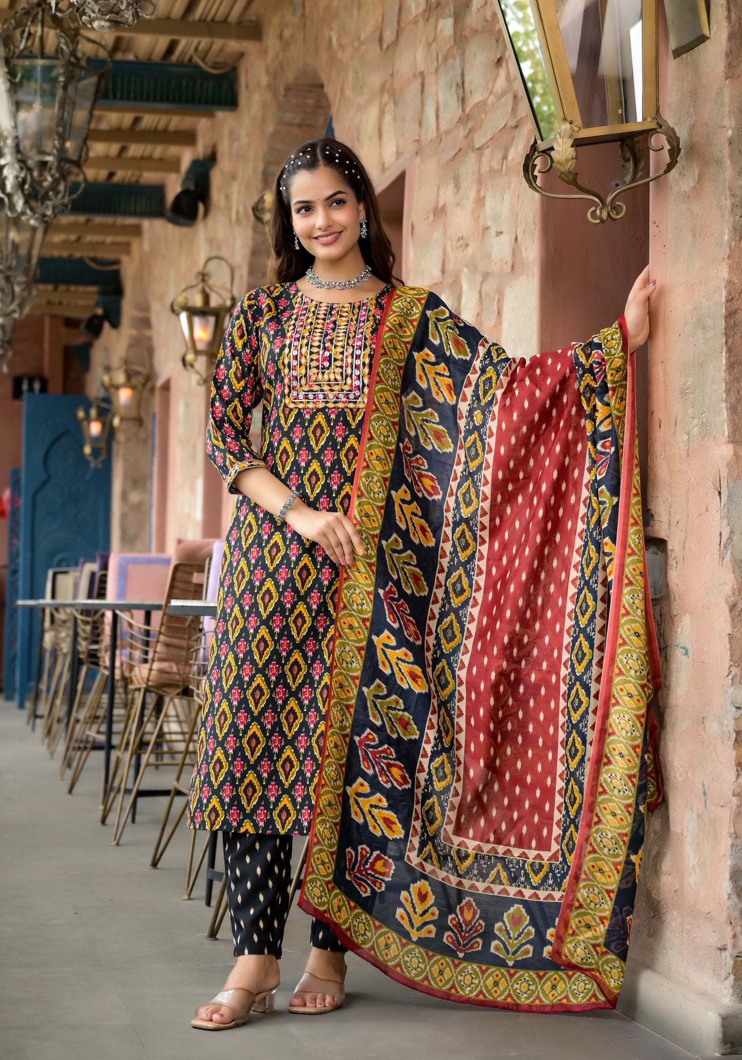 Beautiful Designer  Rayon Full Stiched Kurti Pant with Dupatta