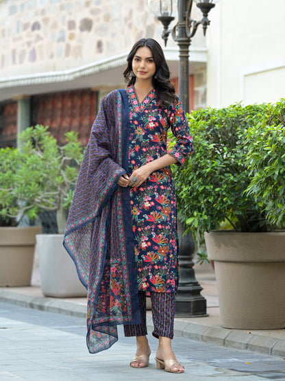 New Design Floral Printed Rayon Suit With Bottom And Dupatta