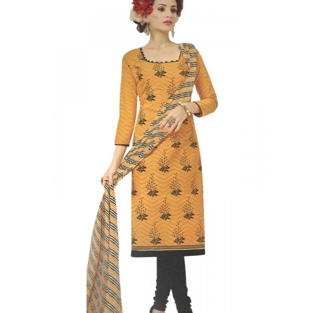 Womens Cotton Regular Unstitched Salwar-Suit Material With Dupatta (Yellow, 2 mtr)