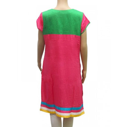 Women's Rayon Kurtis (Pink, Green, L)