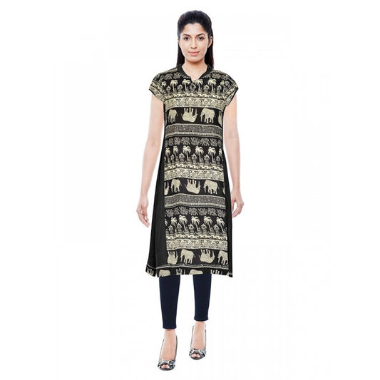 Women's Rayon Kurtis (Blck, L)