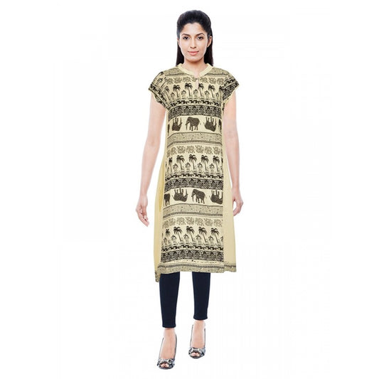 Women's Rayon Kurtis (Beige, L)