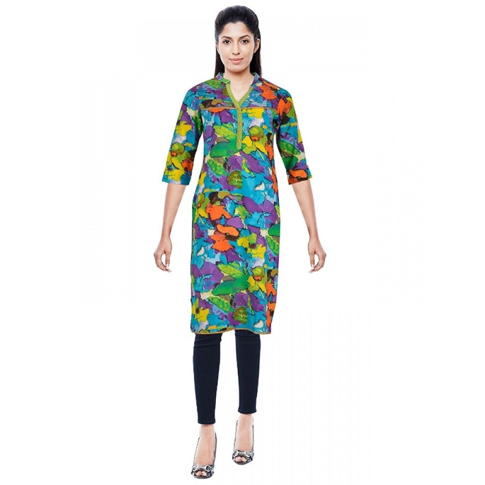 Generic Women's Cotton Kurtis (Blue, L)