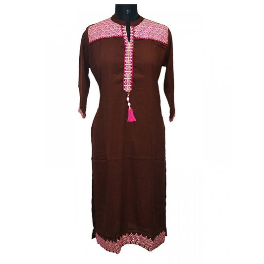 Women's Rayon Kurtis (Brown, XL)