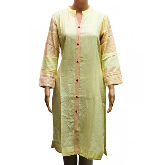 Women's Rayon Kurtis (Lemon Yellow, XL)