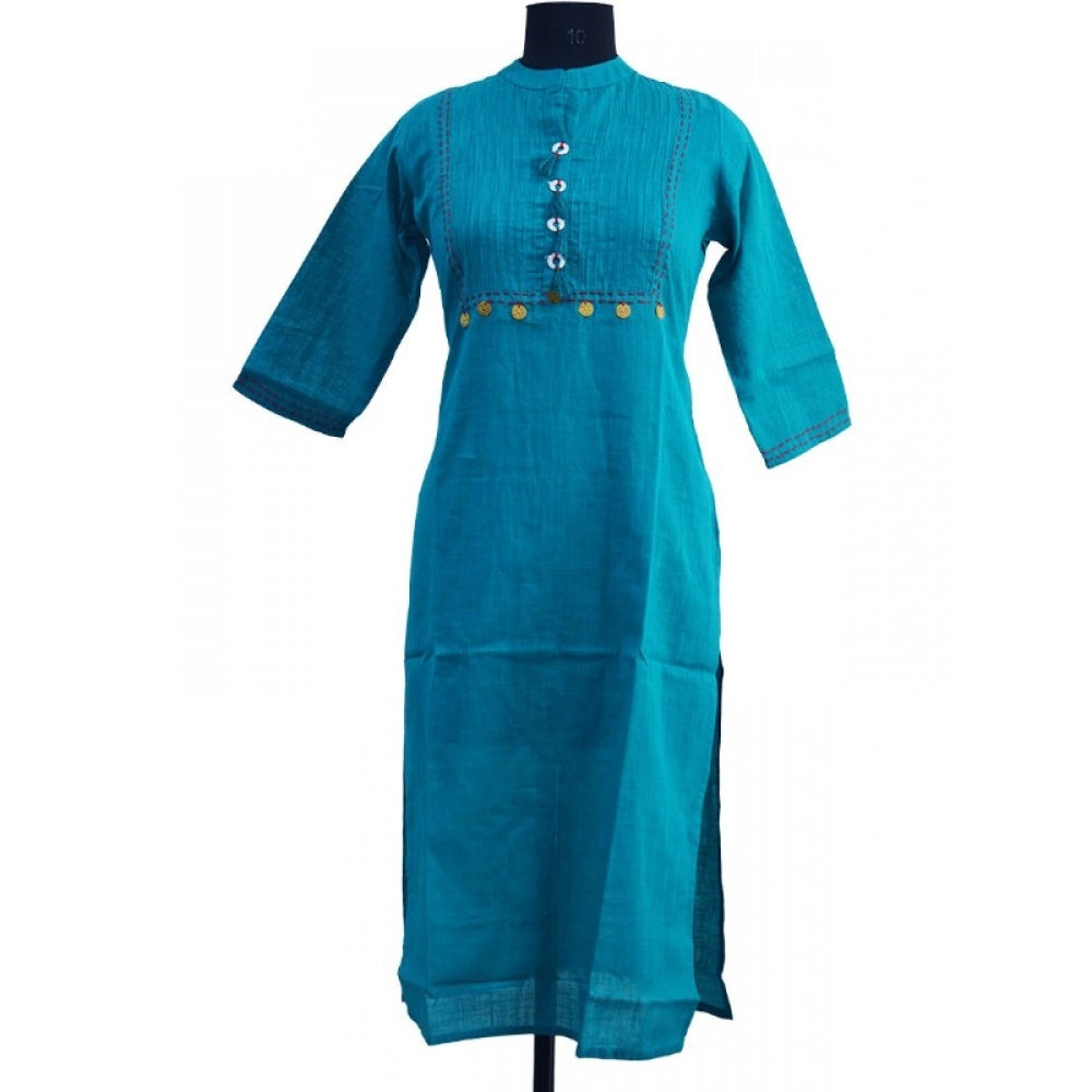 Generic Women's Cotton Kurtis (Blue, M)