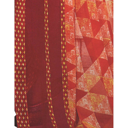 Womens Georgette Digital Printed Saree (Red, 6.25 Mtr)