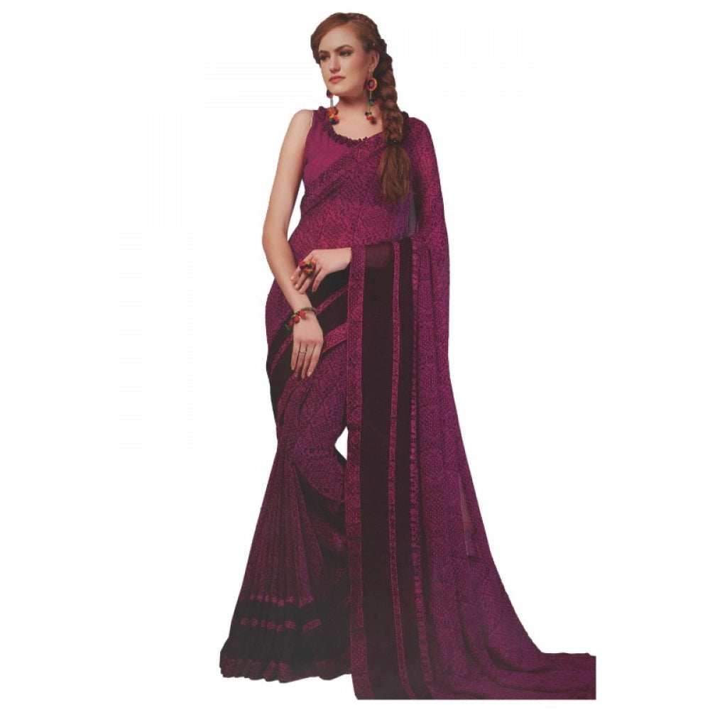 Womens Georgette Digital Printed Saree (Purple, 6.25 Mtr)