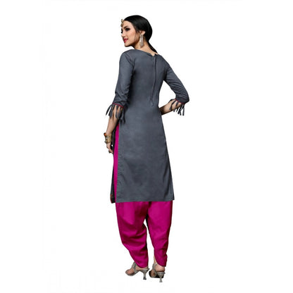 Women's Cotton Unstitched Salwar-Suit Material With Dupatta (Grey, 2-2.5mtrs)