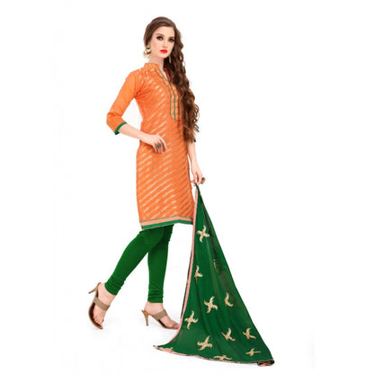 Generic Women's Banarasi Jacquard Unstitched Salwar-Suit Material With Dupatta (Oranage, 2-2.5mtrs)