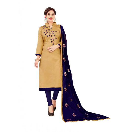 Generic Women's Glaze Cotton Unstitched Salwar-Suit Material With Dupatta (Sandel, 2-2.5mtrs)