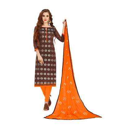 Generic Women's Banarasi Jacquard Unstitched Salwar-Suit Material With Dupatta (Brown, 2-2.5mtrs)