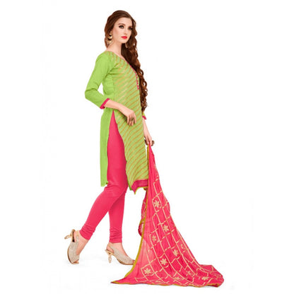 Generic Women's Banarasi Jacquard Unstitched Salwar-Suit Material With Dupatta (Green, 2-2.5mtrs)