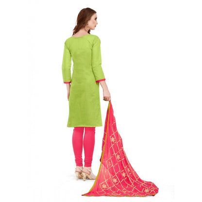 Generic Women's Banarasi Jacquard Unstitched Salwar-Suit Material With Dupatta (Green, 2-2.5mtrs)