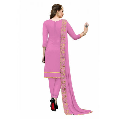 Women's Chanderi Cotton Unstitched Salwar-Suit Material With Dupatta (Pink, 2-2.5mtrs)