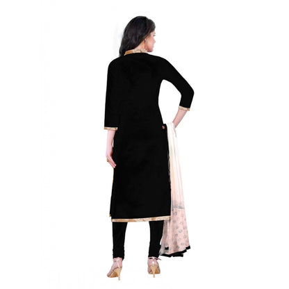 Women's Cotton Unstitched Salwar-Suit Material With Dupatta (Black, 2.20 Mtr)