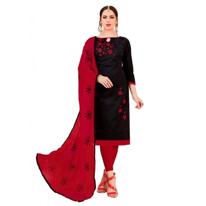 Women's Glaze Cotton Unstitched Salwar-Suit Material With Dupatta (Black, 2 Mtr)