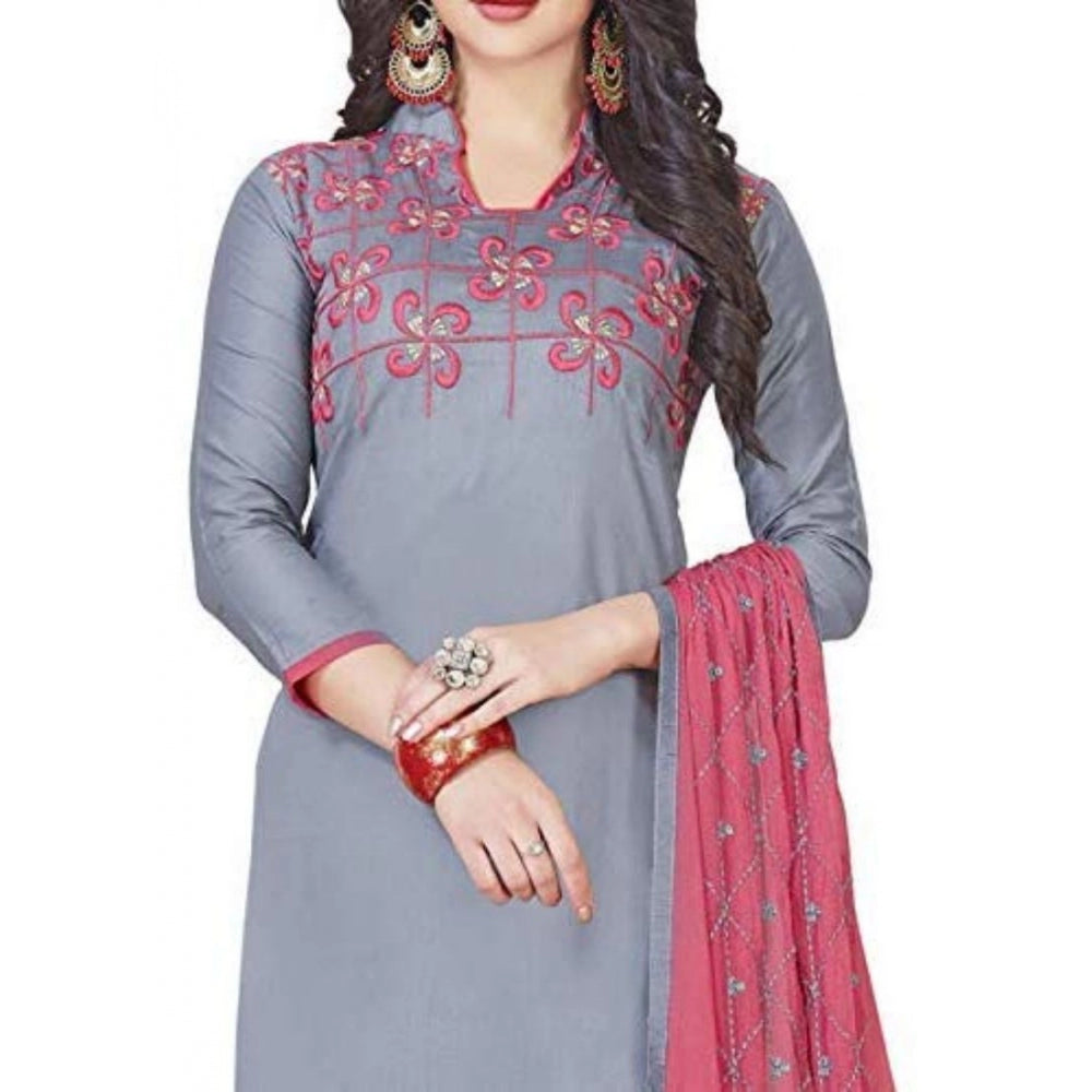 Women's Glaze Cotton Unstitched Salwar-Suit Material With Dupatta (Grey, 2 Mtr)