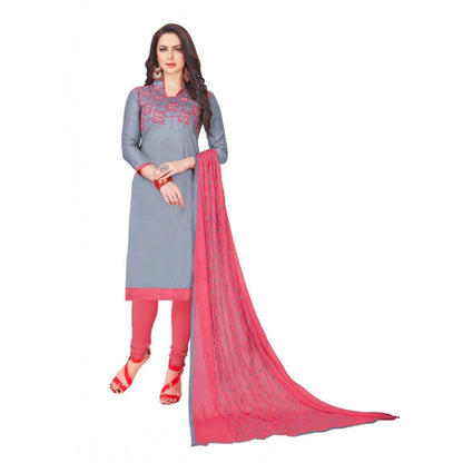 Women's Glaze Cotton Unstitched Salwar-Suit Material With Dupatta (Grey, 2 Mtr)