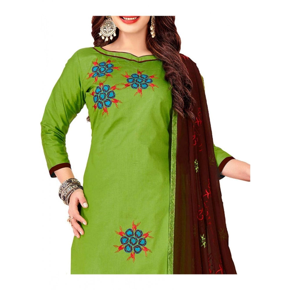 Women's Glaze Cotton Unstitched Salwar-Suit Material With Dupatta (Green, 2 Mtr)