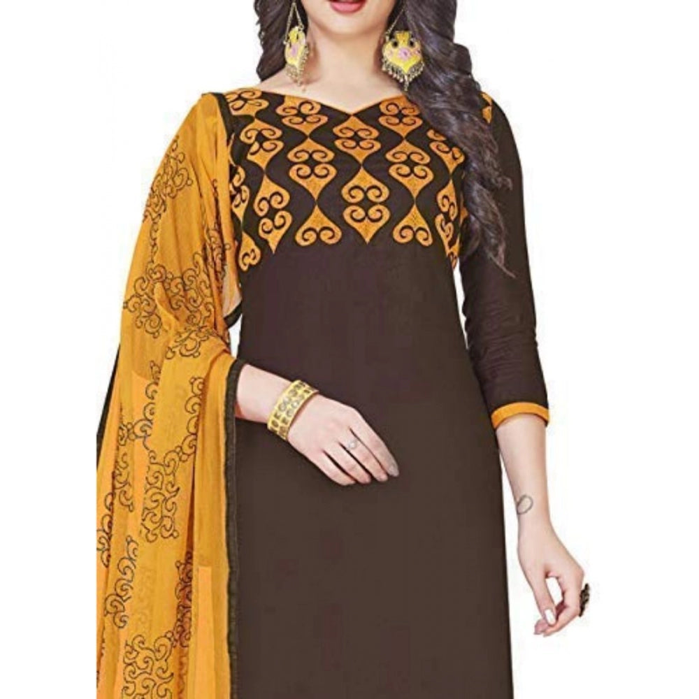 Women's Glaze Cotton Unstitched Salwar-Suit Material With Dupatta (Brown, 2 Mtr)