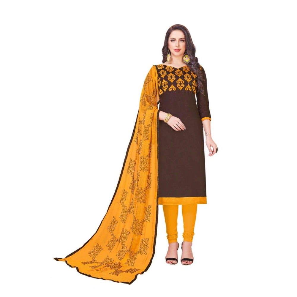 Women's Glaze Cotton Unstitched Salwar-Suit Material With Dupatta (Brown, 2 Mtr)