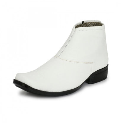 Generic Men's White Color Leatherette Material Casual Boots