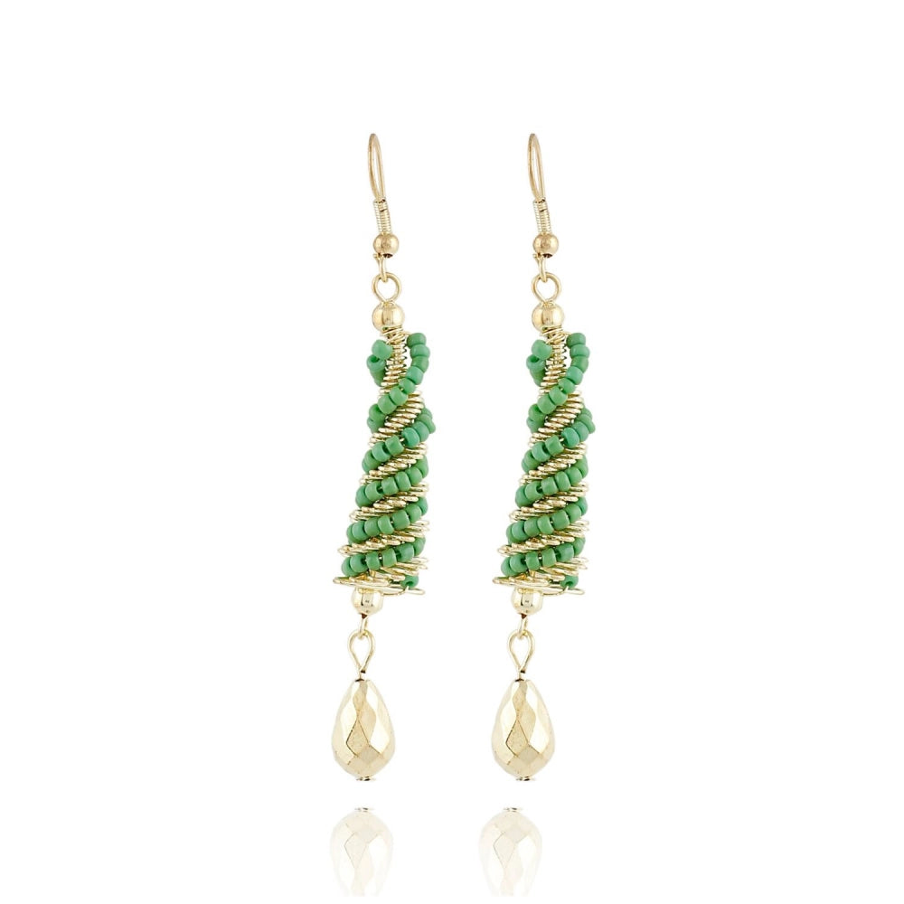 Generic Women's Alloy Hook Dangler Hanging Earrings-Green