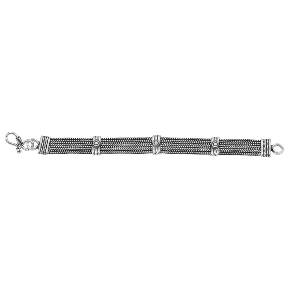 Generic Women's Oxidised Black Silver Silver Bracelet-Silver