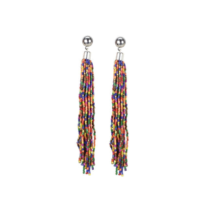 Generic Women's Alloy, Beads Hook Dangler Hanging Earrings-Multicolour