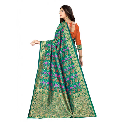 Women's Banarasi silk Saree with Blouse (Multi, 5-6mtr)