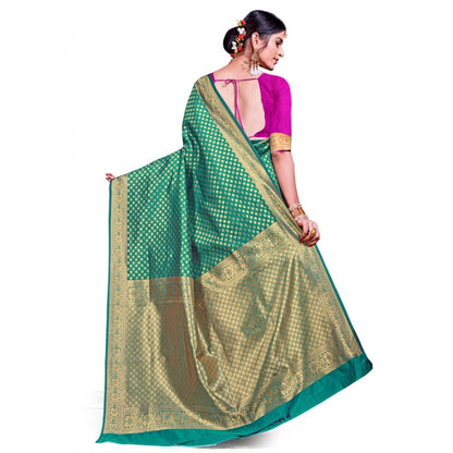 Women's Banarasi silk Saree with Blouse (Multi, 5-6mtr)