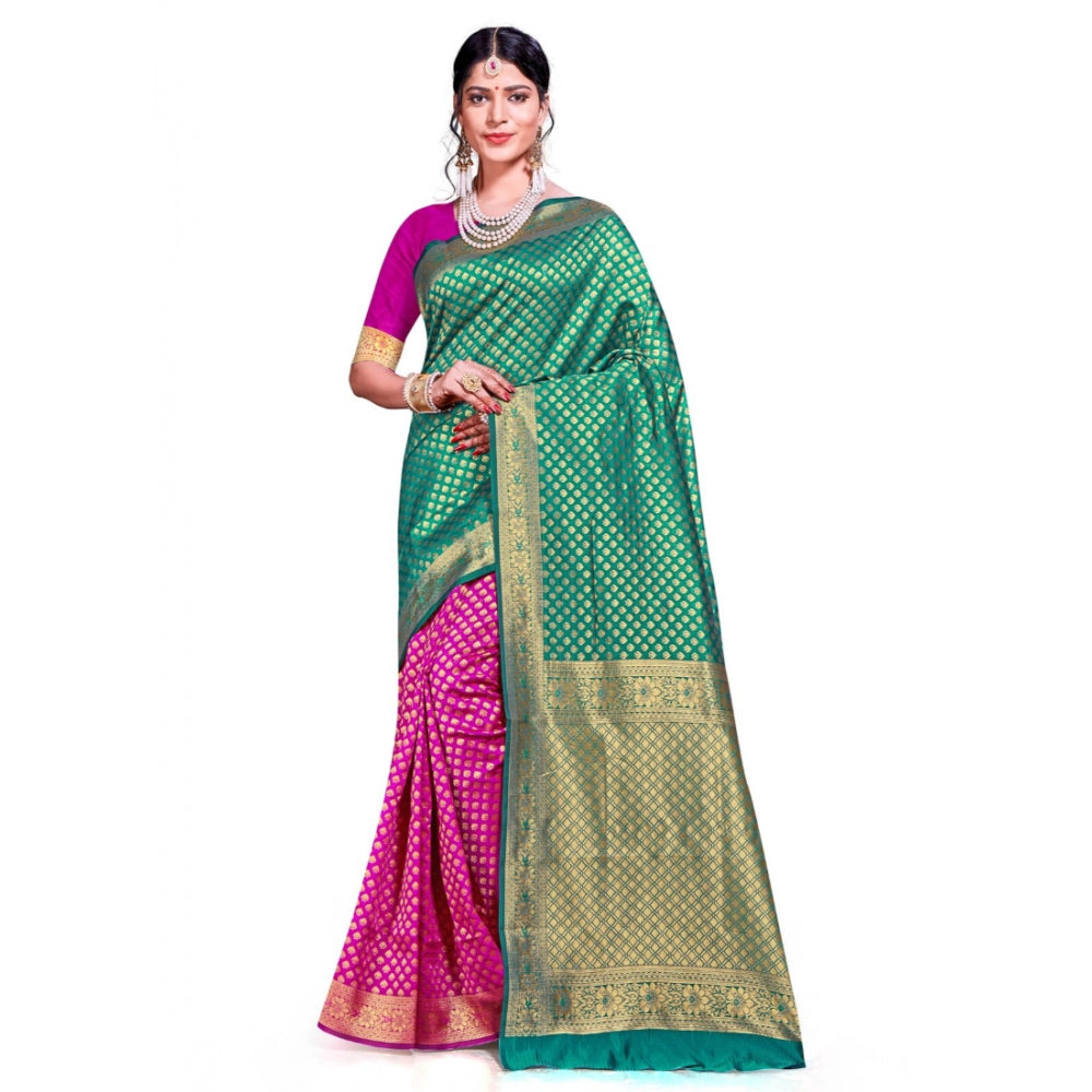 Women's Banarasi silk Saree with Blouse (Multi, 5-6mtr)