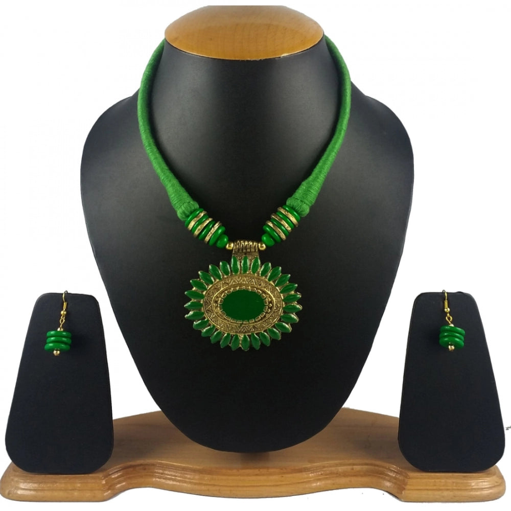 Green Color Designer Tibetan Style Fashion Necklace set