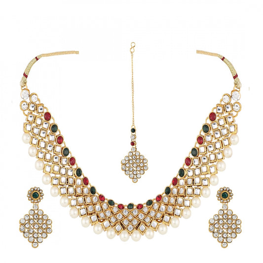 Gold Plated Kundan Jewellery Necklace Set With Earrings