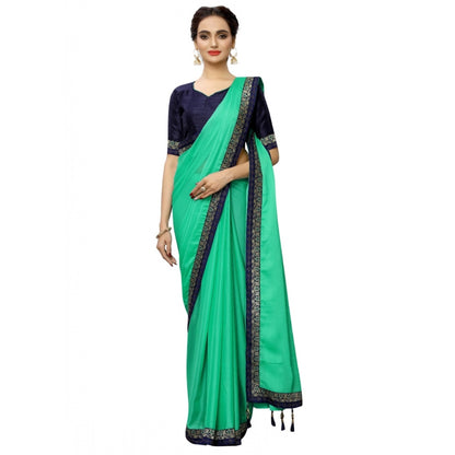 Women's Rangoli Silk Saree with Blouse (Green,5-6 mtrs)