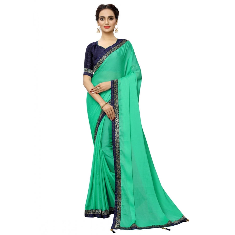 Women's Rangoli Silk Saree with Blouse (Green,5-6 mtrs)