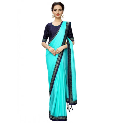 Women's Rangoli Silk Saree with Blouse (SkyBlue,5-6 mtrs)