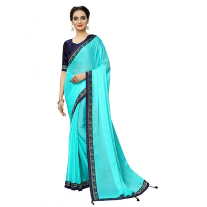 Women's Rangoli Silk Saree with Blouse (SkyBlue,5-6 mtrs)