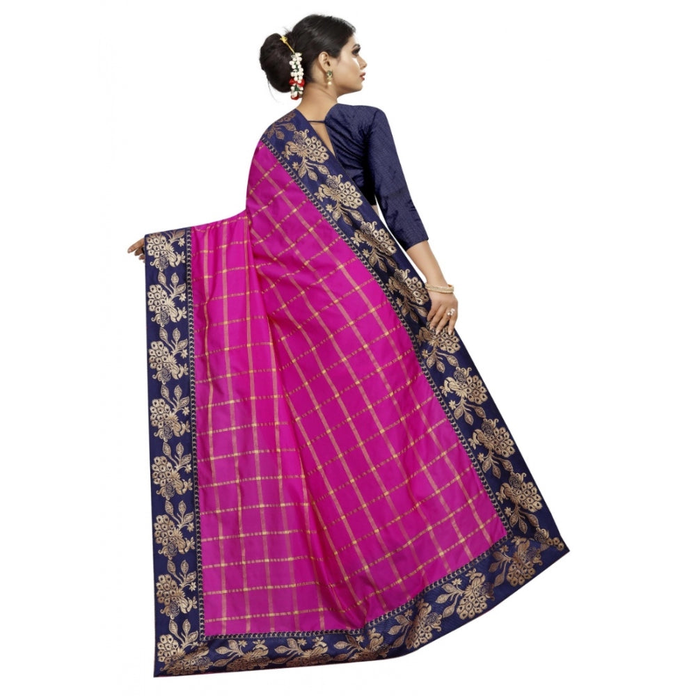 Women's Panetar Silk Saree with Blouse (Pink,5-6 mtrs)