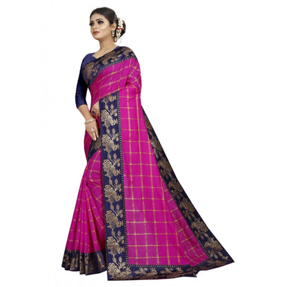 Women's Panetar Silk Saree with Blouse (Pink,5-6 mtrs)